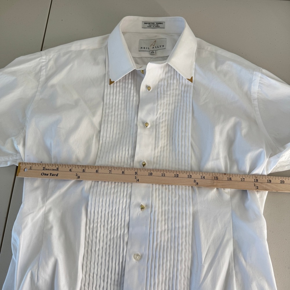 Upcycled Neil Allyn White Pleated Tuxedo Shirt Corset Back Womens XL Victorian - Picture 10 of 13
